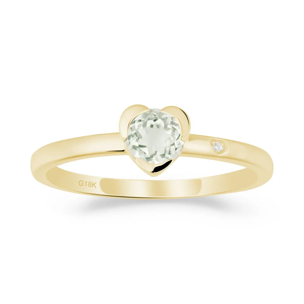 Heart Shaped Bezel Setting Green Amethyst Ring - Image 3