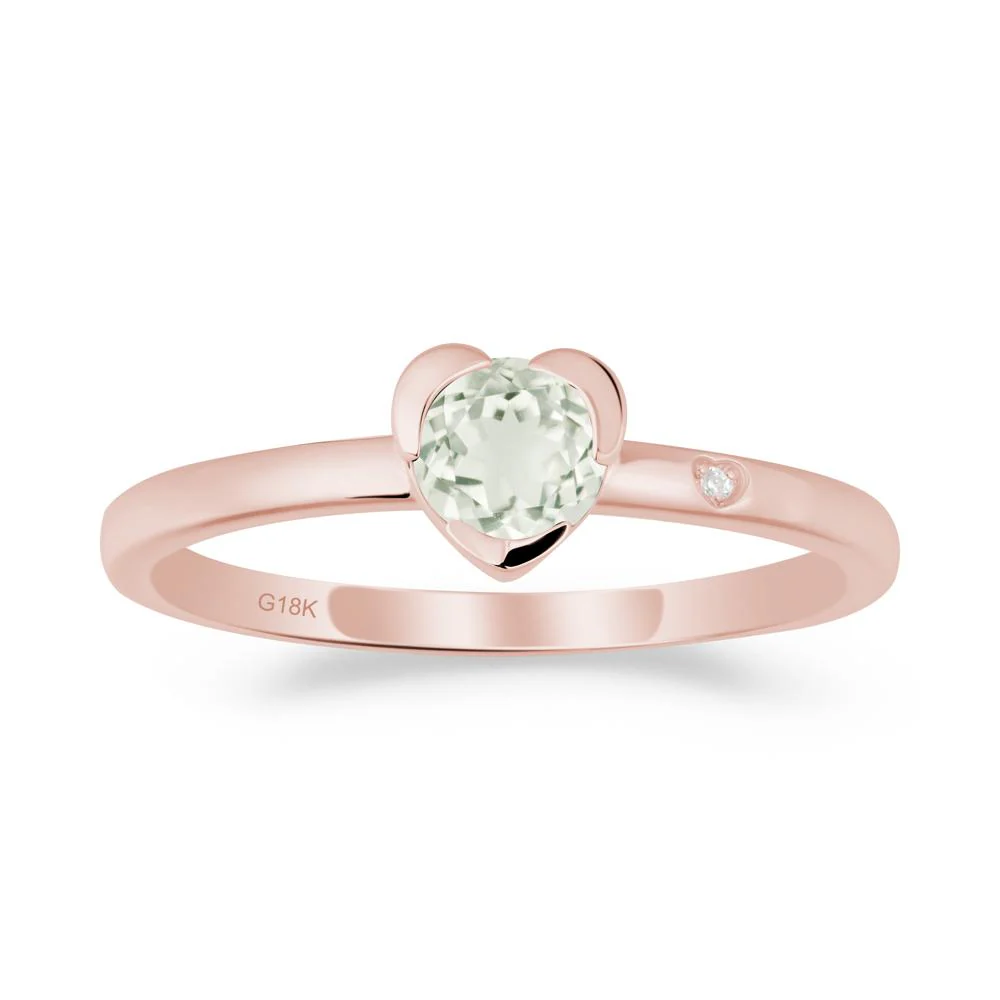 Heart Shaped Bezel Setting Green Amethyst Ring - Image 4