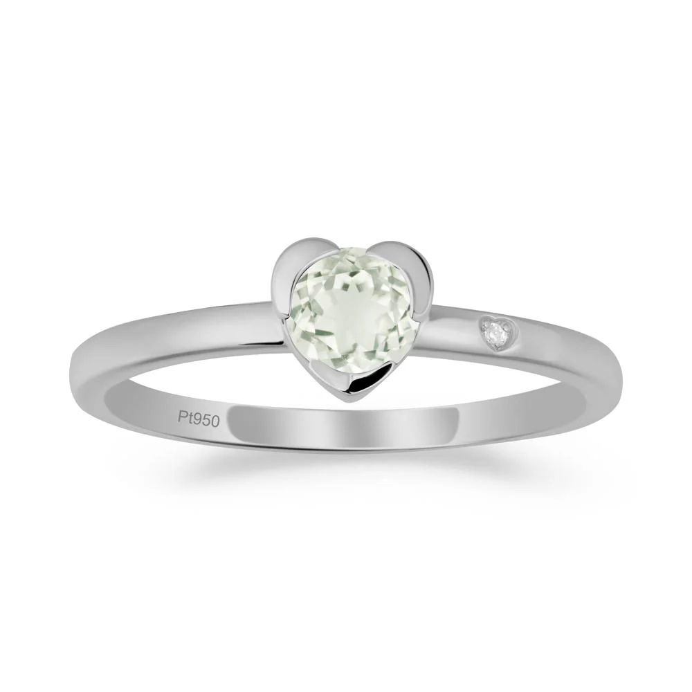 Heart Shaped Bezel Setting Green Amethyst Ring - Image 8
