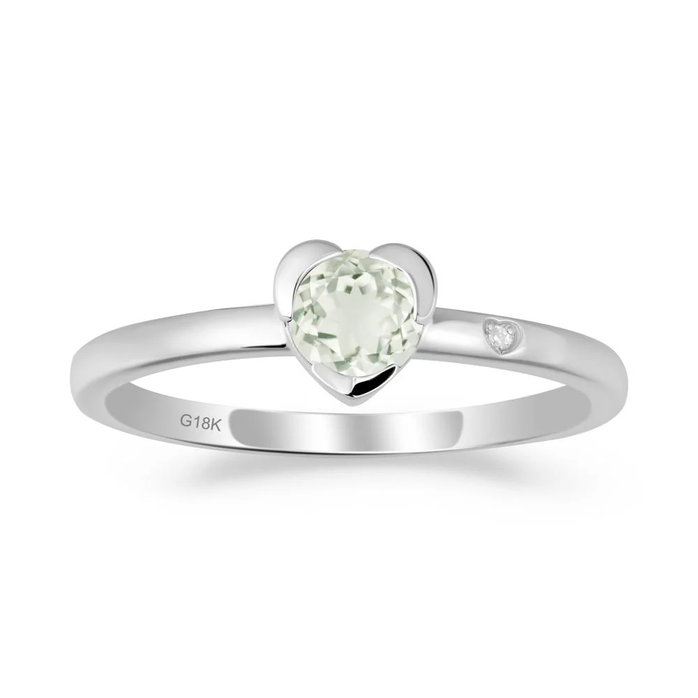 Heart Shaped Bezel Setting Green Amethyst Ring - Image 9