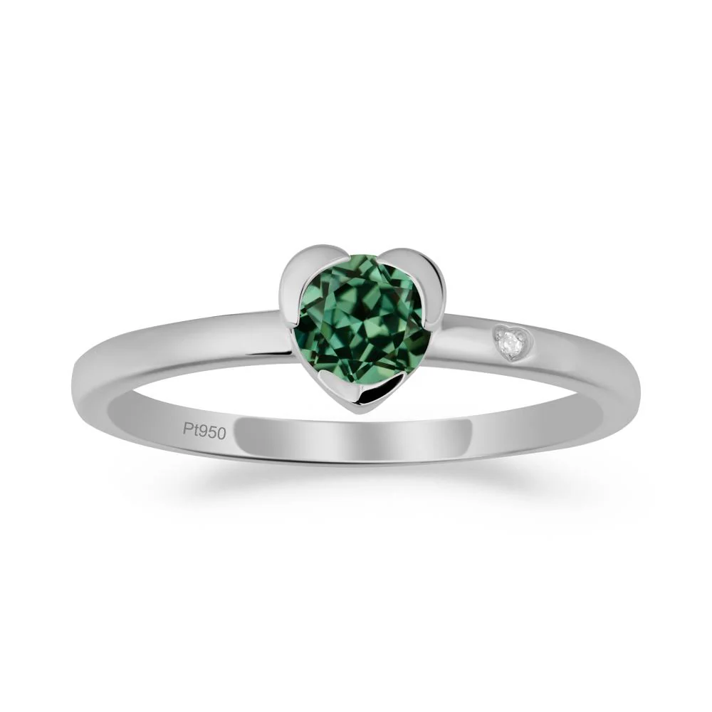 Heart Shaped Bezel Setting Green Sapphire Ring - Image 8