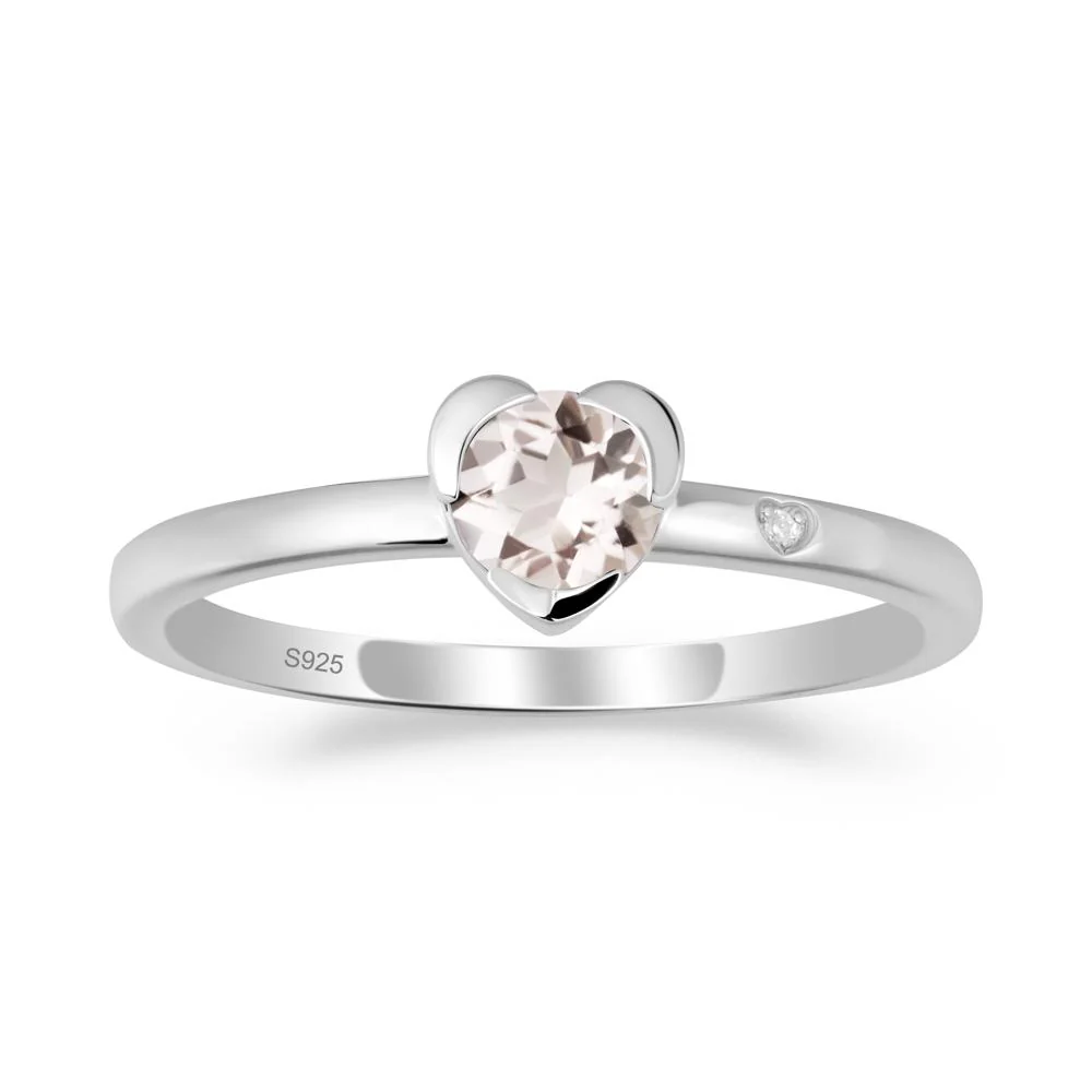 Heart Shaped Bezel Setting Morganite Ring - Image 3