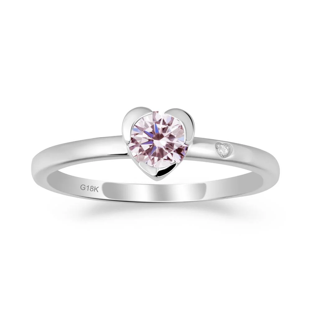Heart Shaped Bezel Setting Pink Cubic Zirconia Ring - Image 2