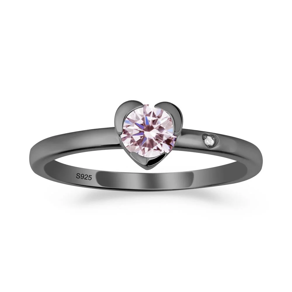 Heart Shaped Bezel Setting Pink Cubic Zirconia Ring - Image 3