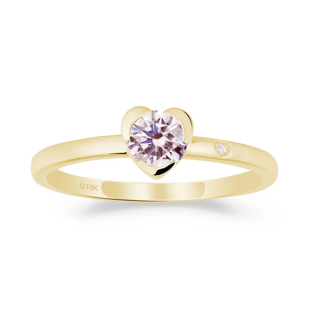 Heart Shaped Bezel Setting Pink Cubic Zirconia Ring - Image 9