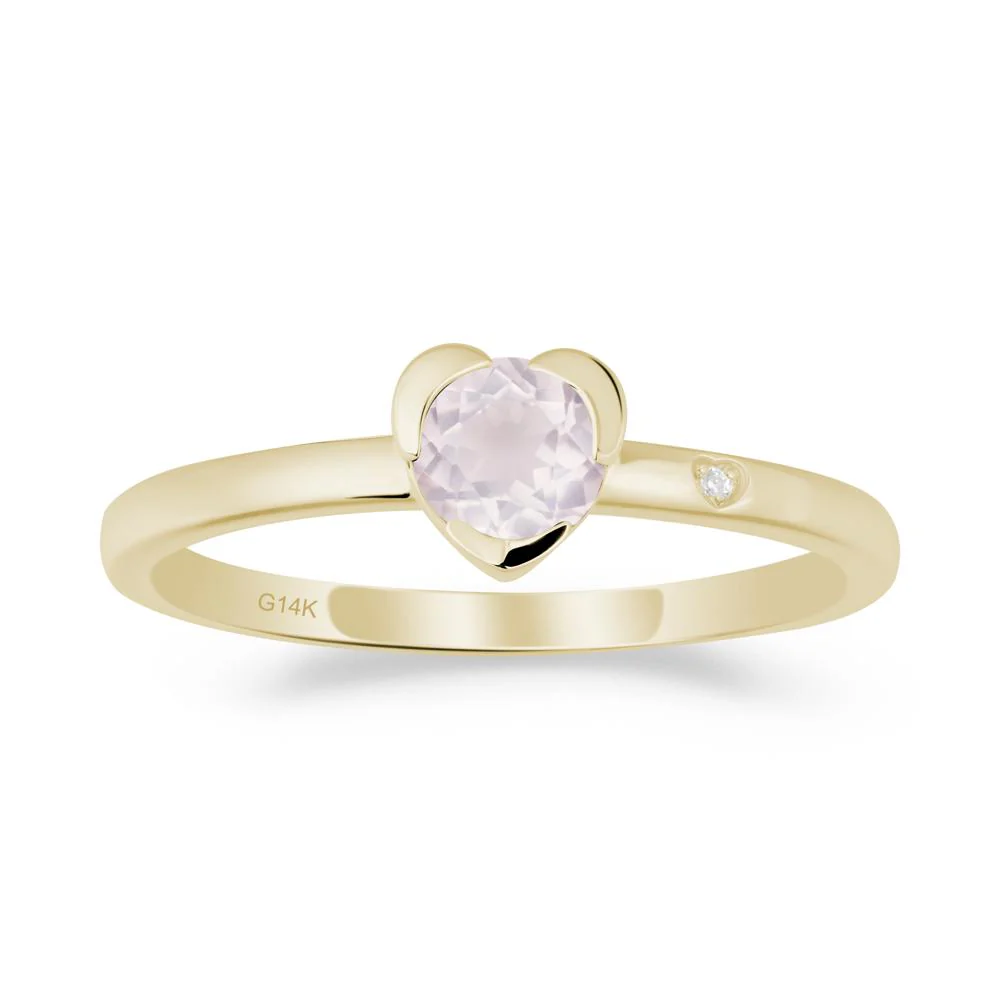 Heart Shaped Bezel Setting Rose Quartz Ring