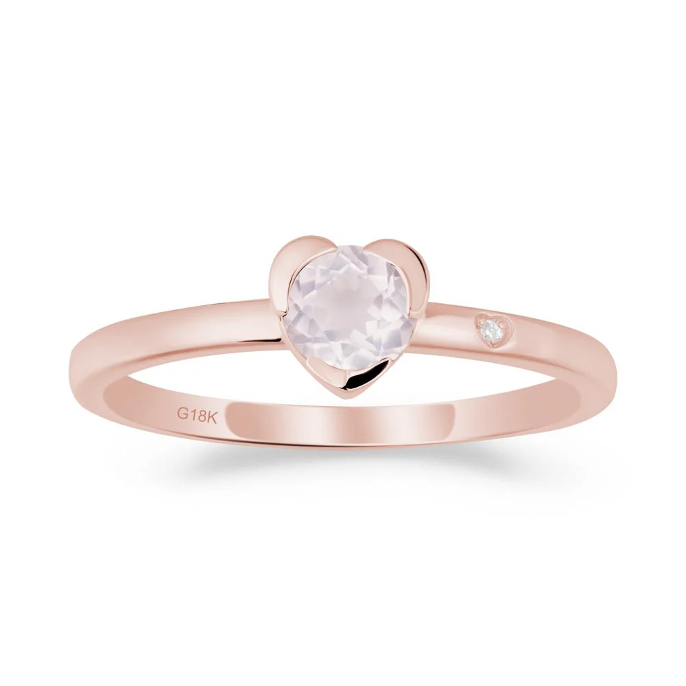 Heart Shaped Bezel Setting Rose Quartz Ring - Image 2