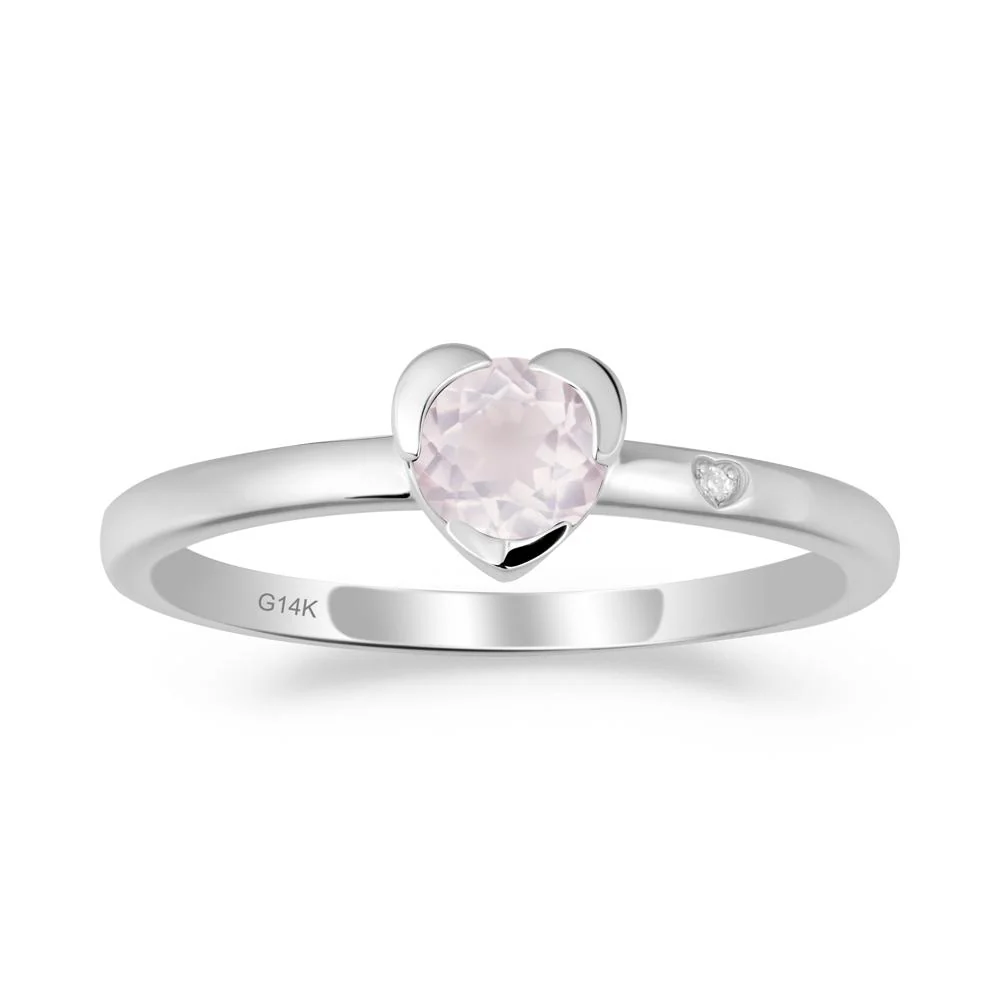 Heart Shaped Bezel Setting Rose Quartz Ring - Image 4