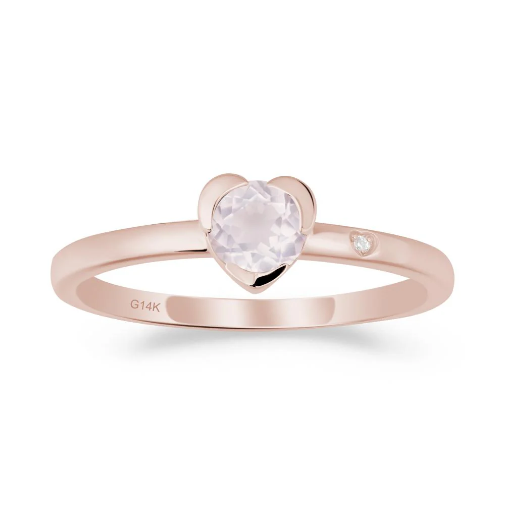 Heart Shaped Bezel Setting Rose Quartz Ring - Image 6