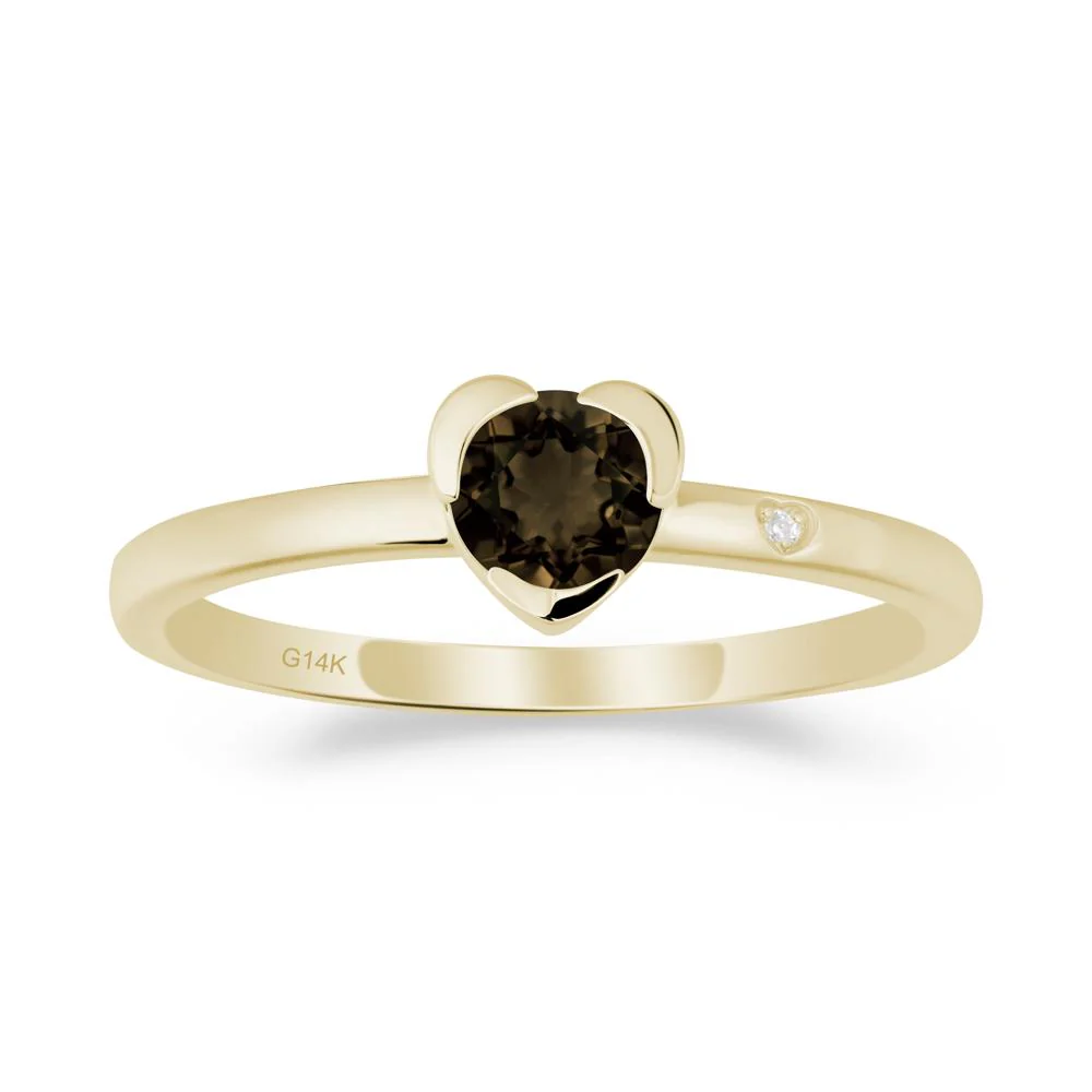 Heart Shaped Bezel Setting Smoky Quartz Ring