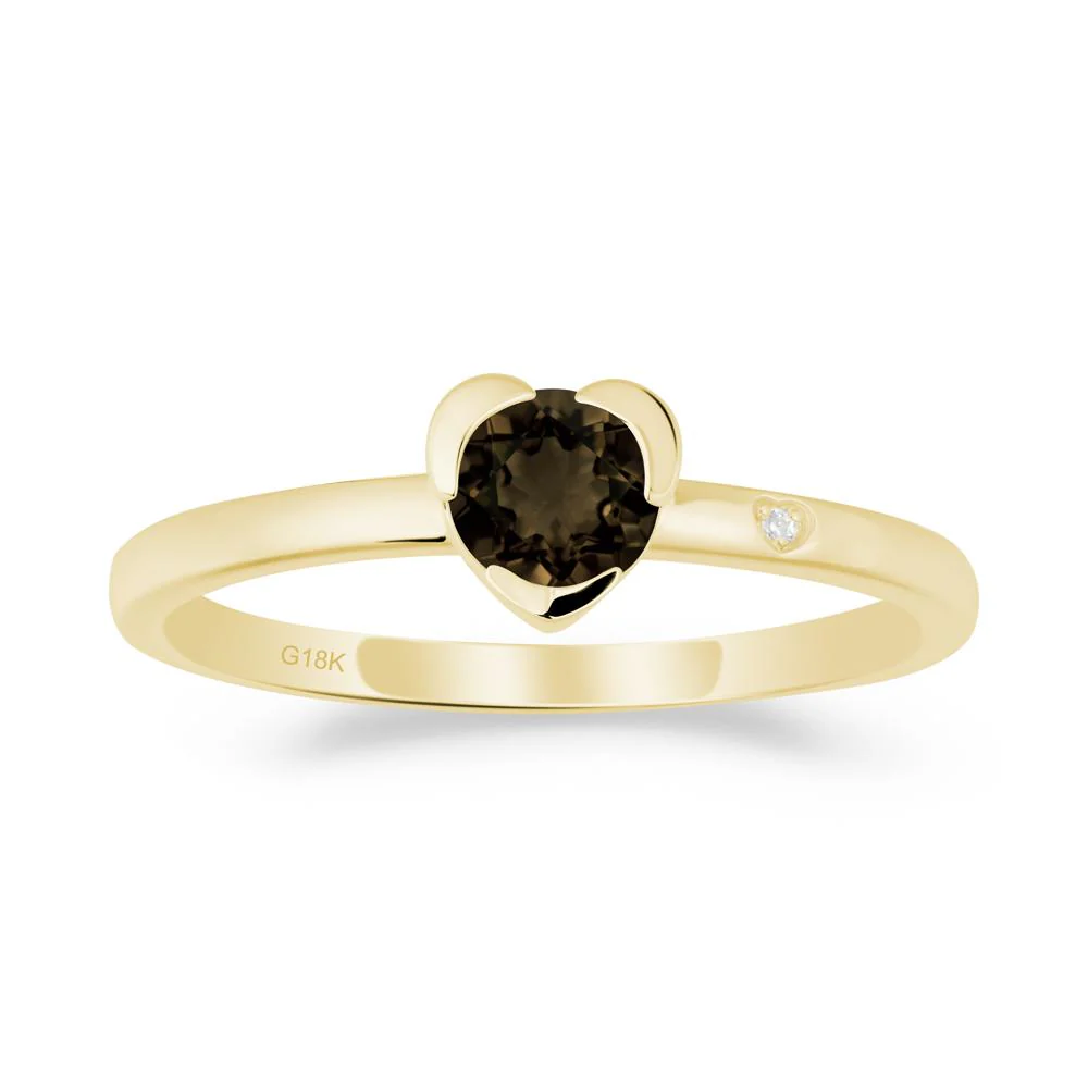 Heart Shaped Bezel Setting Smoky Quartz Ring - Image 4