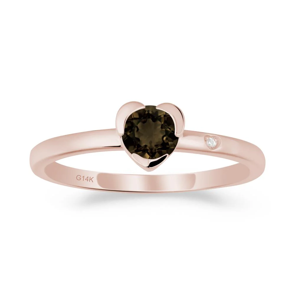 Heart Shaped Bezel Setting Smoky Quartz Ring - Image 6