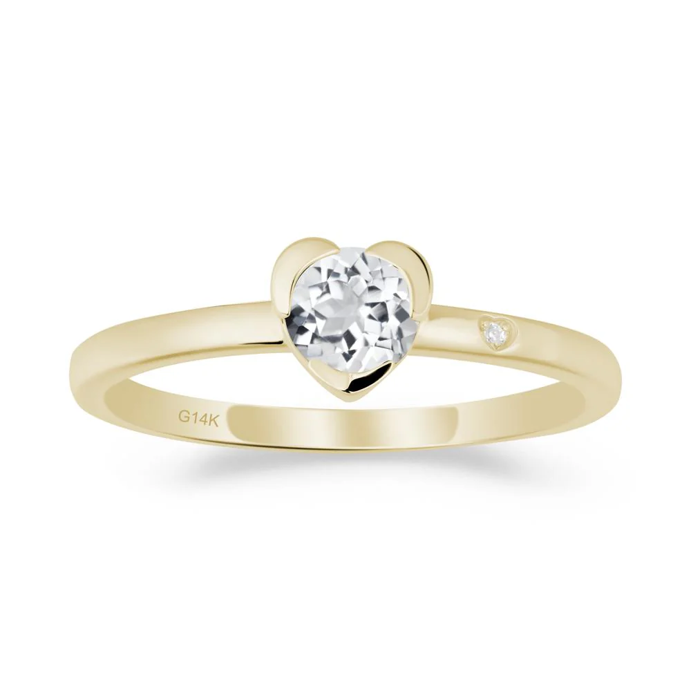 Heart Shaped Bezel Setting White Topaz Ring - Image 3