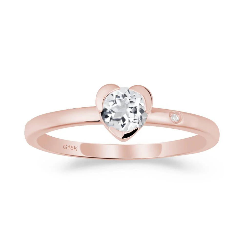 Heart Shaped Bezel Setting White Topaz Ring - Image 7
