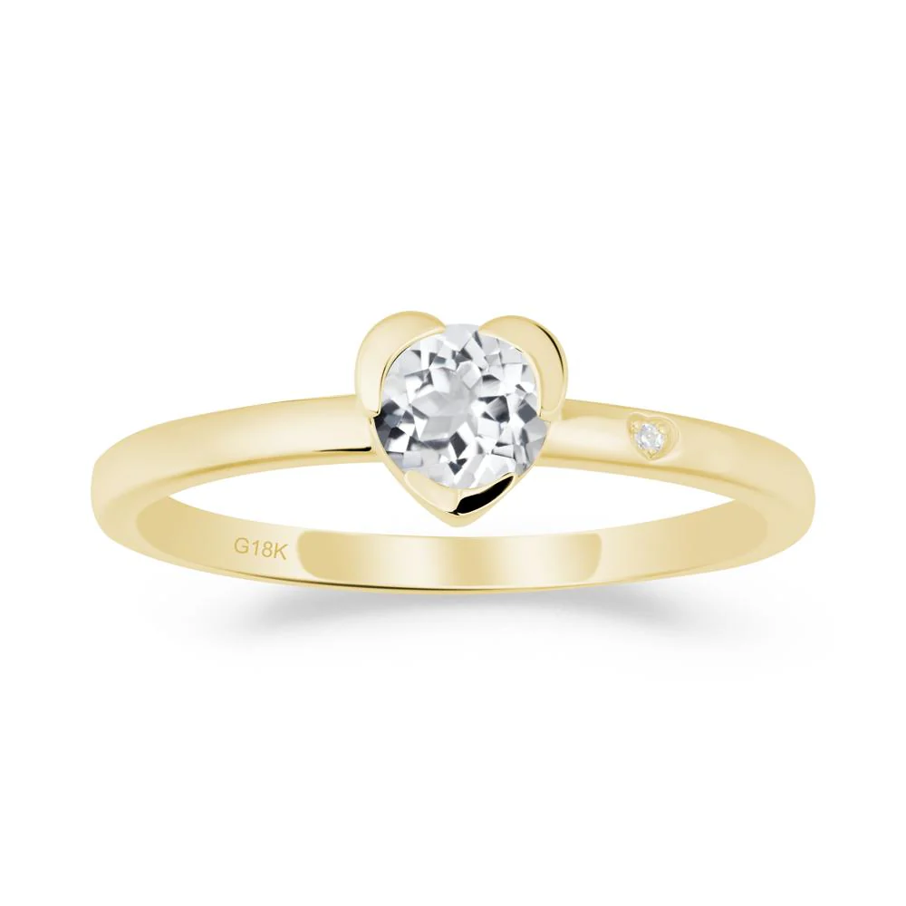 Heart Shaped Bezel Setting White Topaz Ring - Image 9