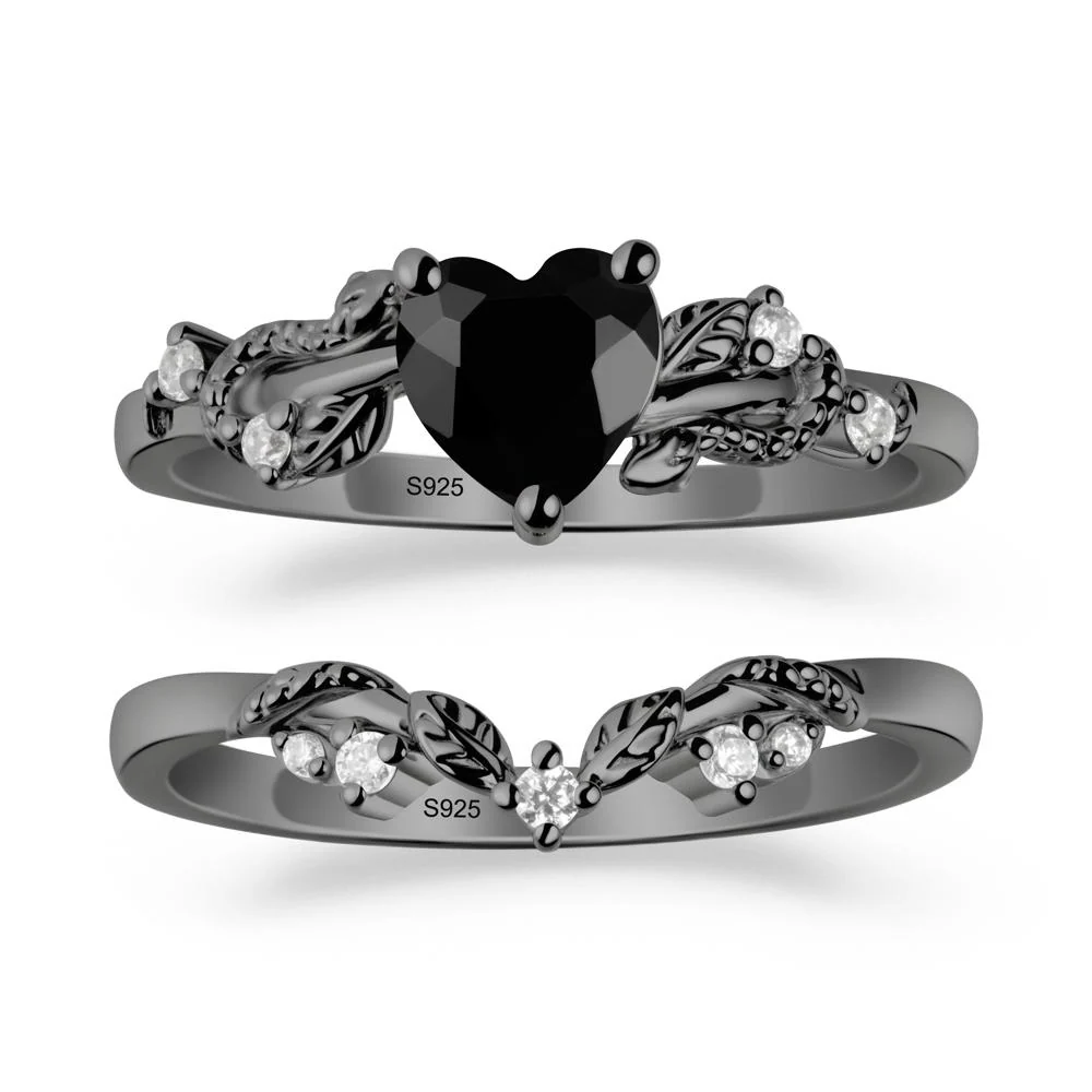 Heart Shaped Black Spinel Bridal Set - Image 7