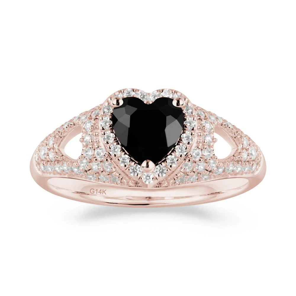 Heart Shaped Black Spinel Cluster Ring - Image 3