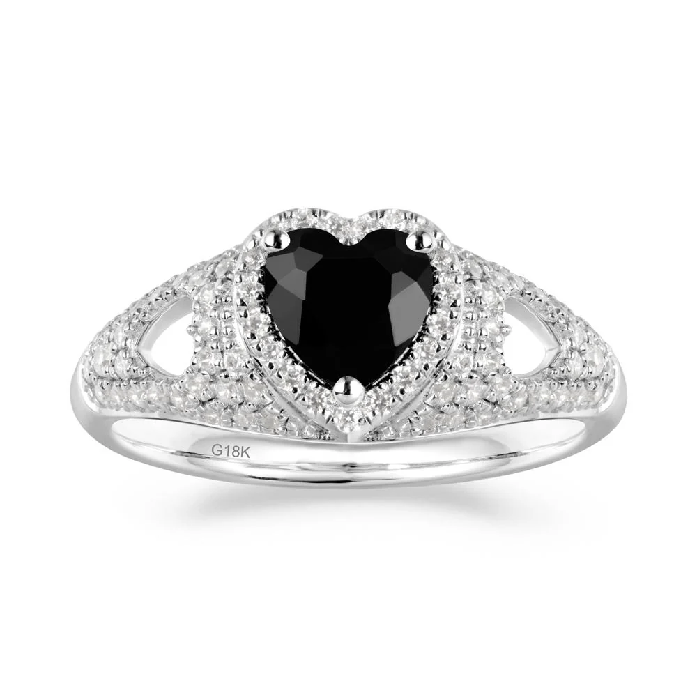 Heart Shaped Black Spinel Cluster Ring - Image 4
