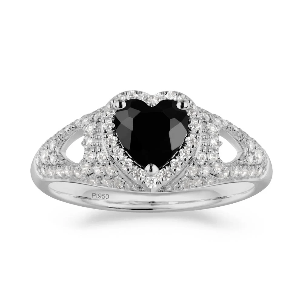 Heart Shaped Black Spinel Cluster Ring - Image 7