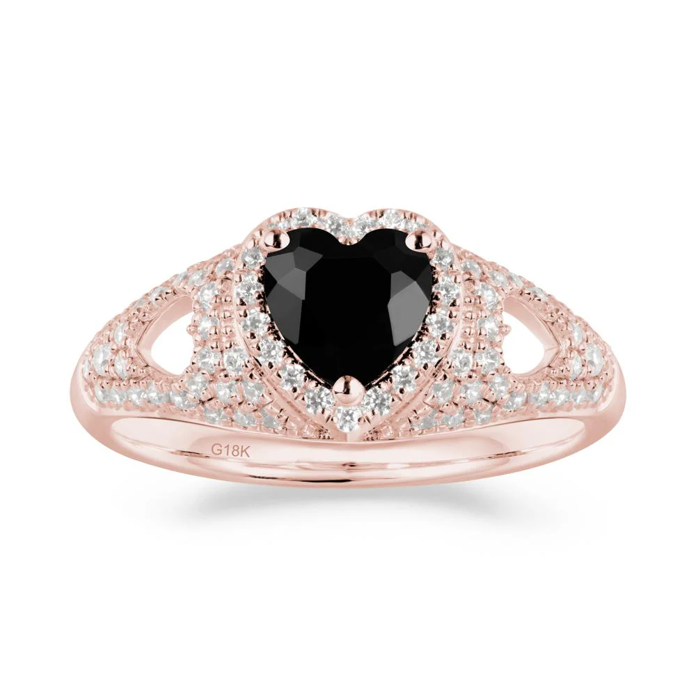 Heart Shaped Black Spinel Cluster Ring - Image 9