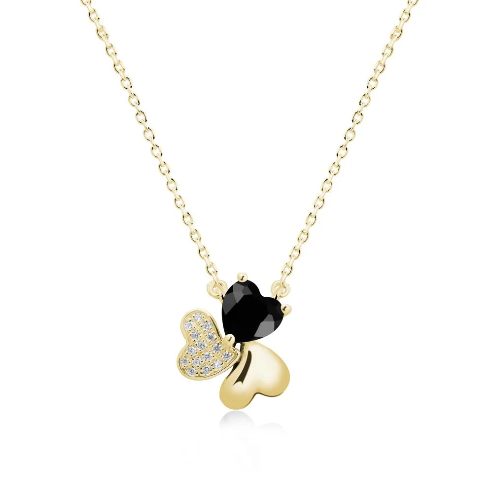 Heart Shaped Black Spinel Shamrock Necklace - Image 6