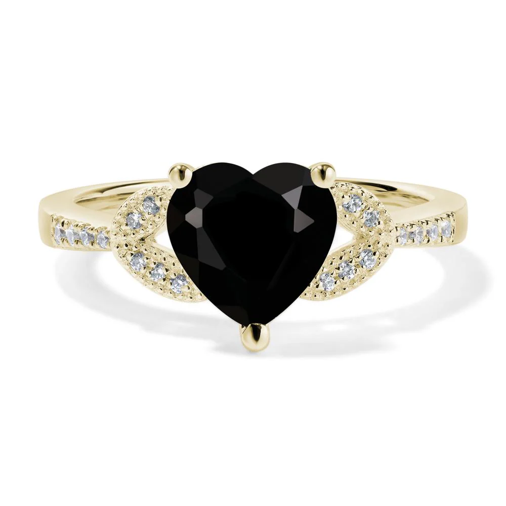 Heart Shaped Black Spinel Engagement Ring - Image 4