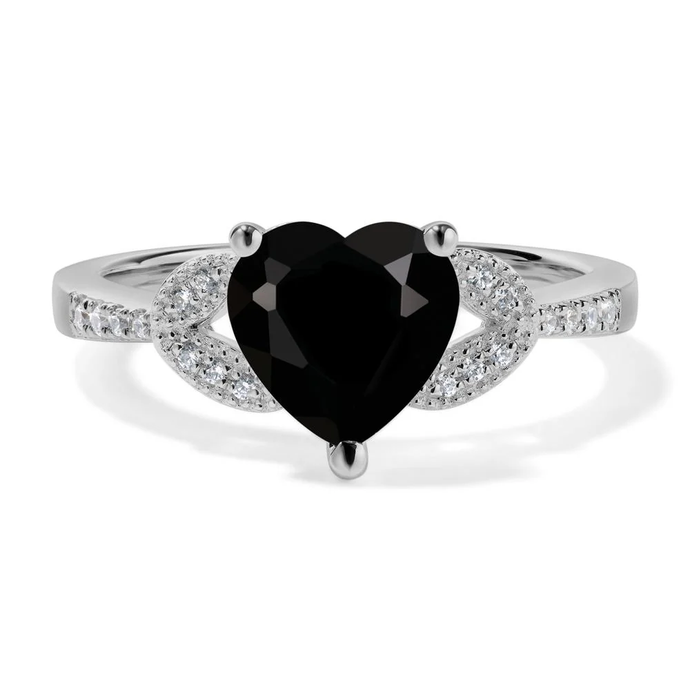 Heart Shaped Black Spinel Engagement Ring - Image 6