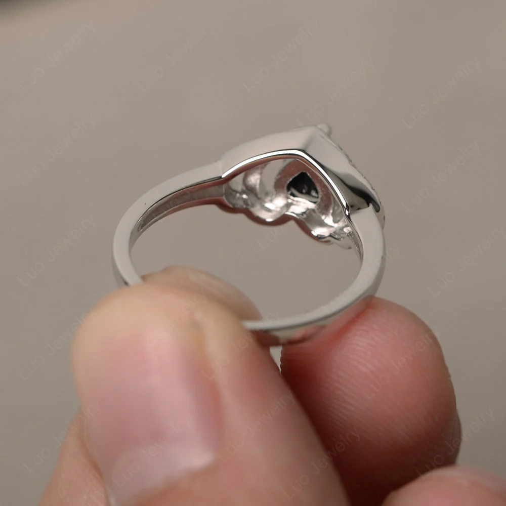 Heart Shaped Black Spinel Promise Ring - Image 2