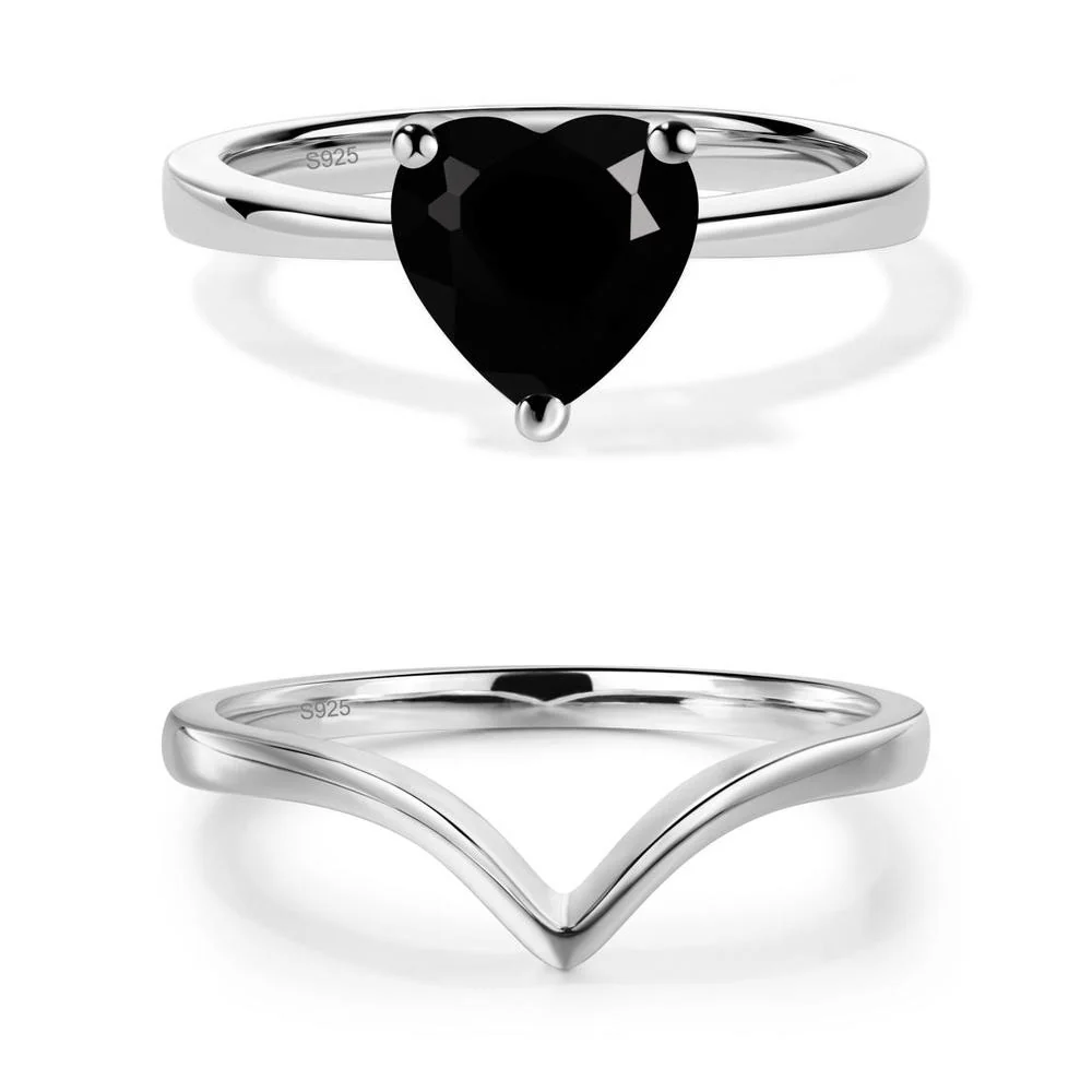 Heart Shaped Black Spinel Solitaire Ring - Image 19