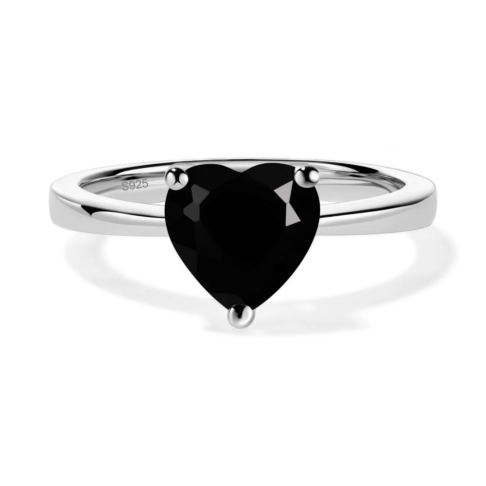 Heart Shaped Black Spinel Solitaire Ring - Image 5