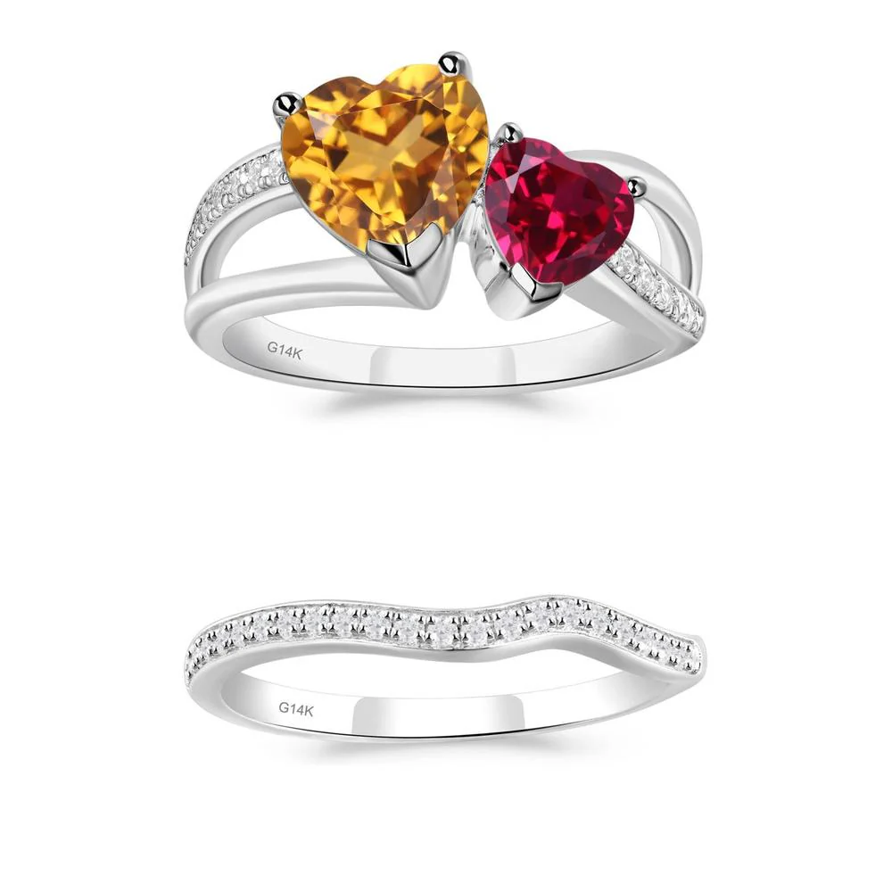 Citrine and Ruby Two Heart Ring - Image 27