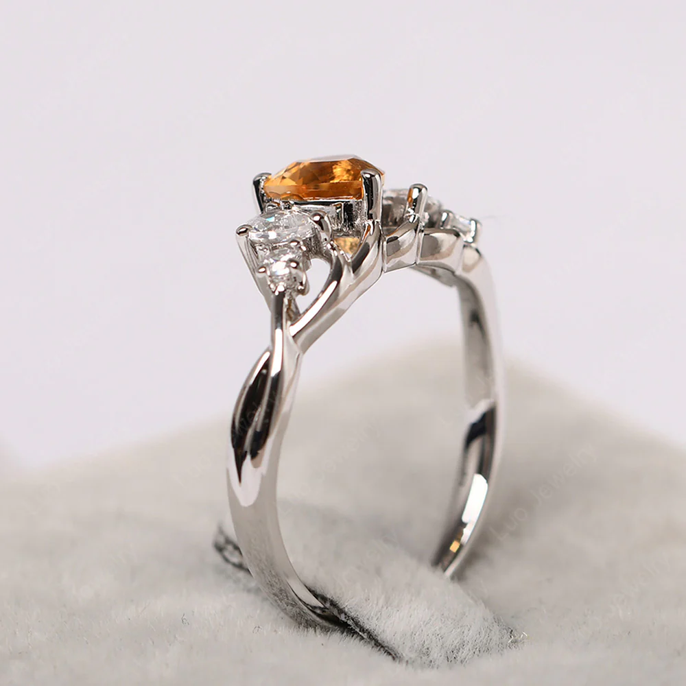 Heart Shaped Citrine Cluster Ring - Image 3