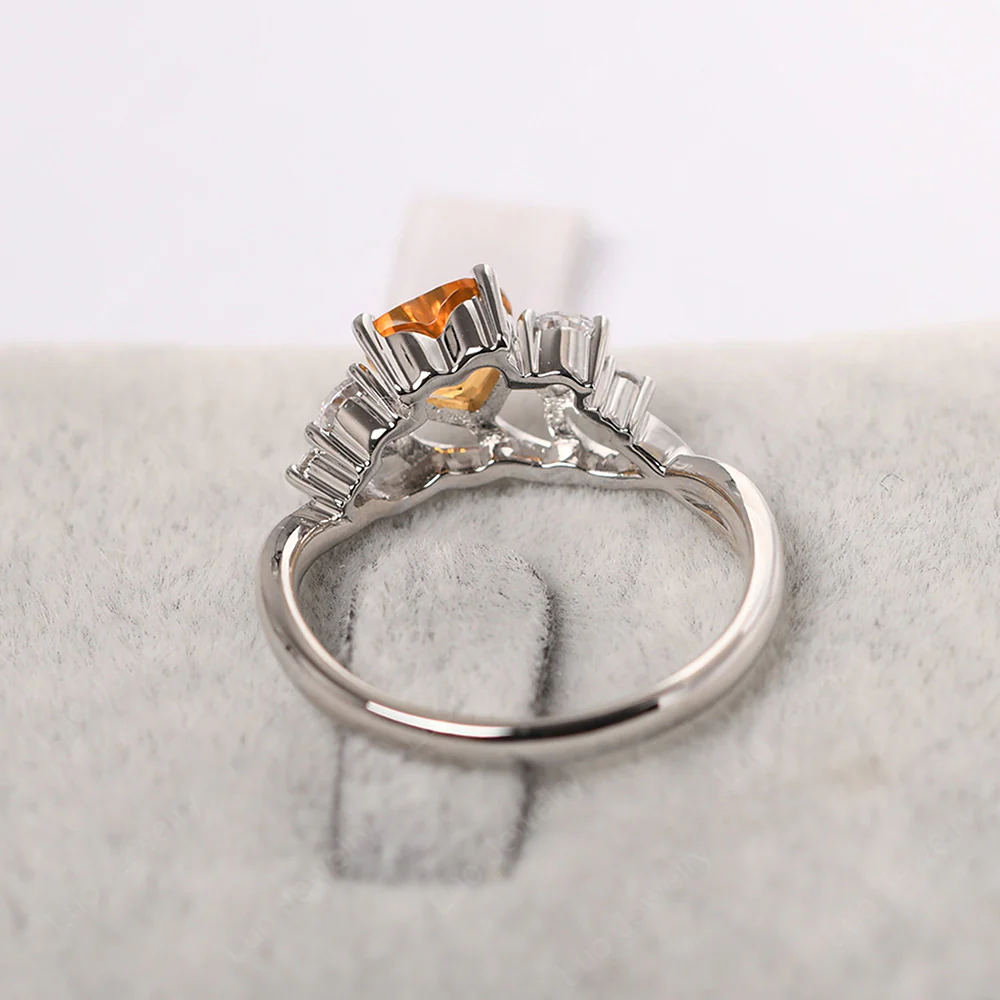 Heart Shaped Citrine Cluster Ring - Image 4