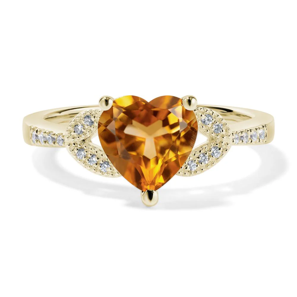 Heart Shaped Citrine Engagement Ring - Image 4