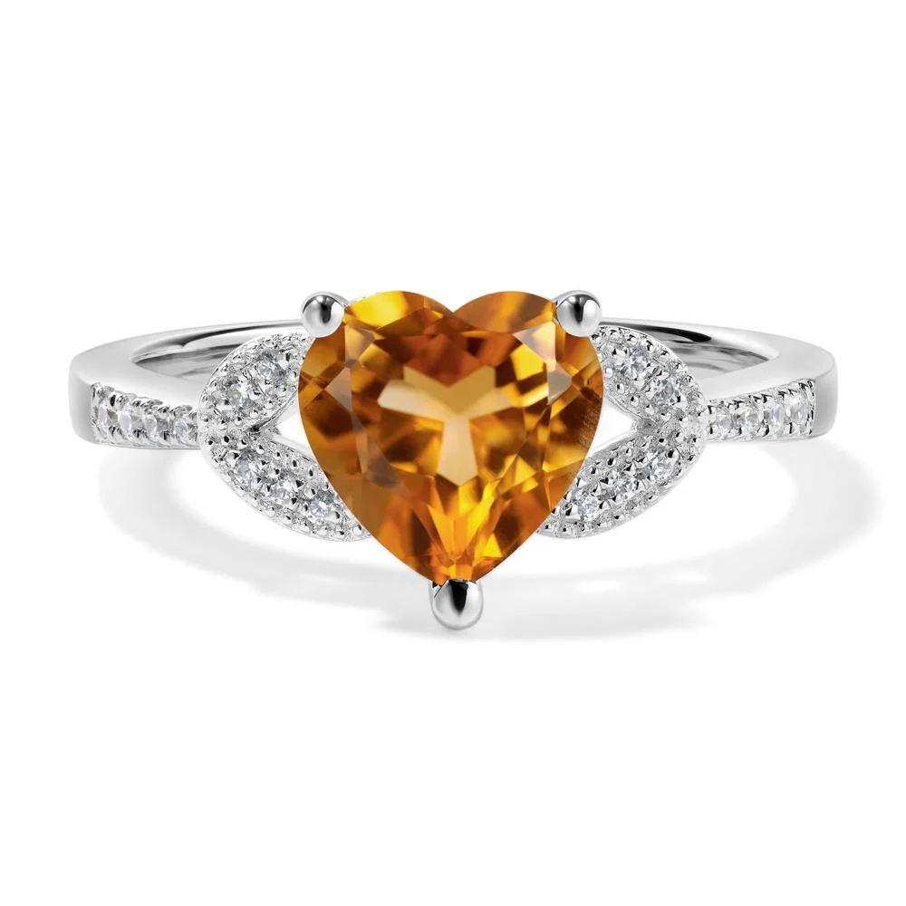 Heart Shaped Citrine Engagement Ring - Image 7