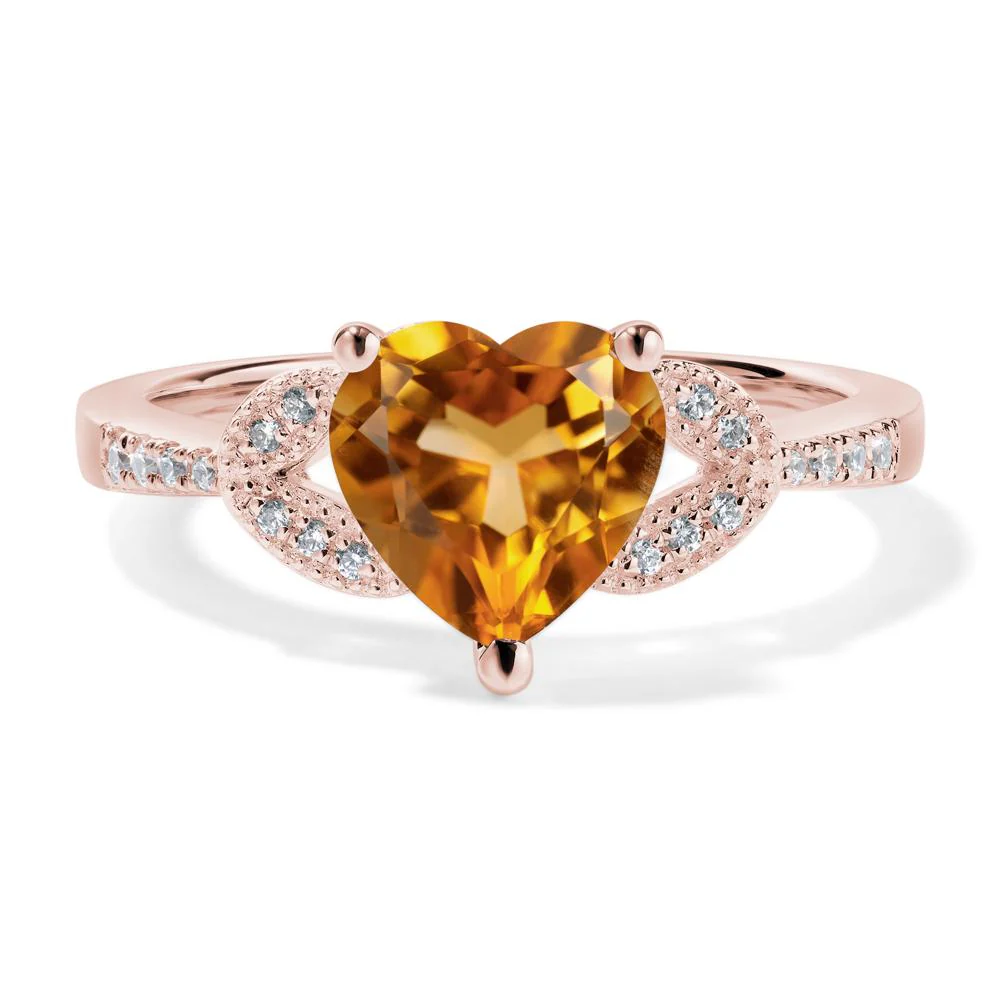 Heart Shaped Citrine Engagement Ring - Image 9