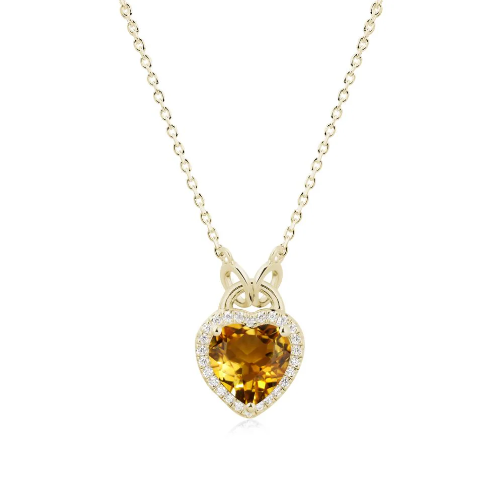Heart Shaped Citrine Halo Necklace