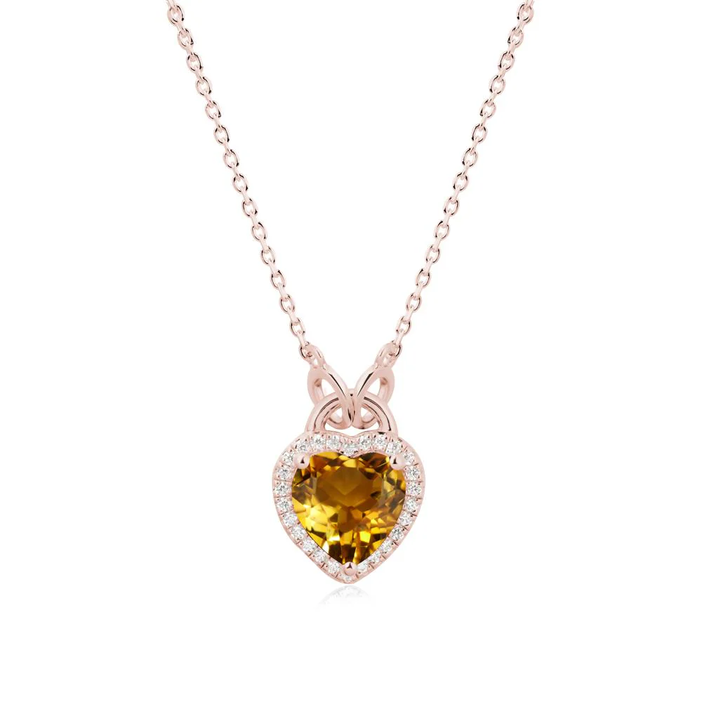 Heart Shaped Citrine Halo Necklace - Image 4