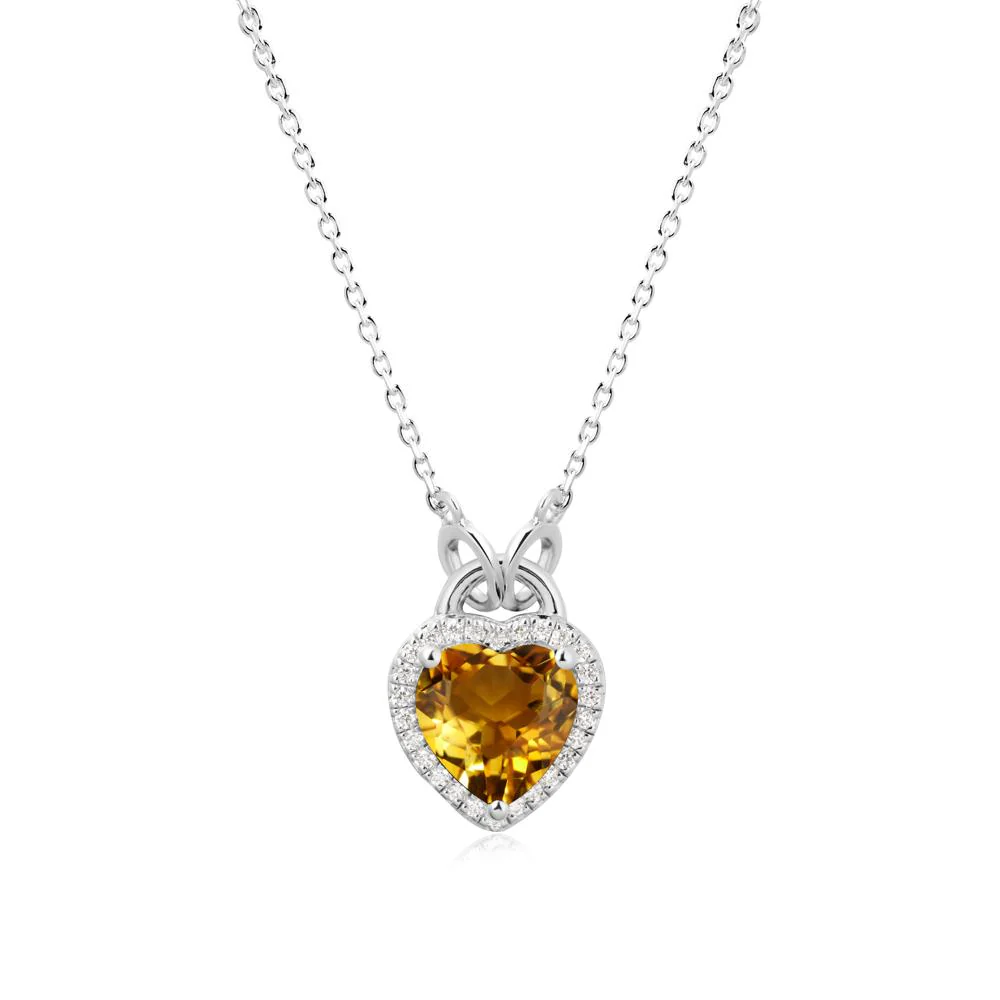 Heart Shaped Citrine Halo Necklace - Image 5
