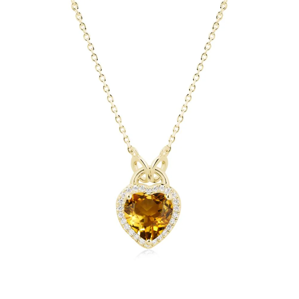 Heart Shaped Citrine Halo Necklace - Image 6