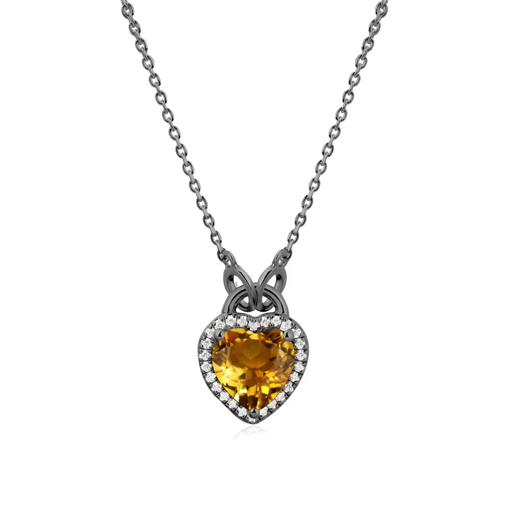 Heart Shaped Citrine Halo Necklace - Image 7