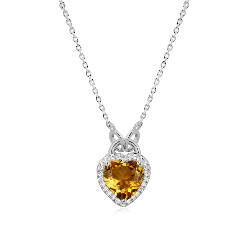 Heart Shaped Citrine Halo Necklace - Image 8