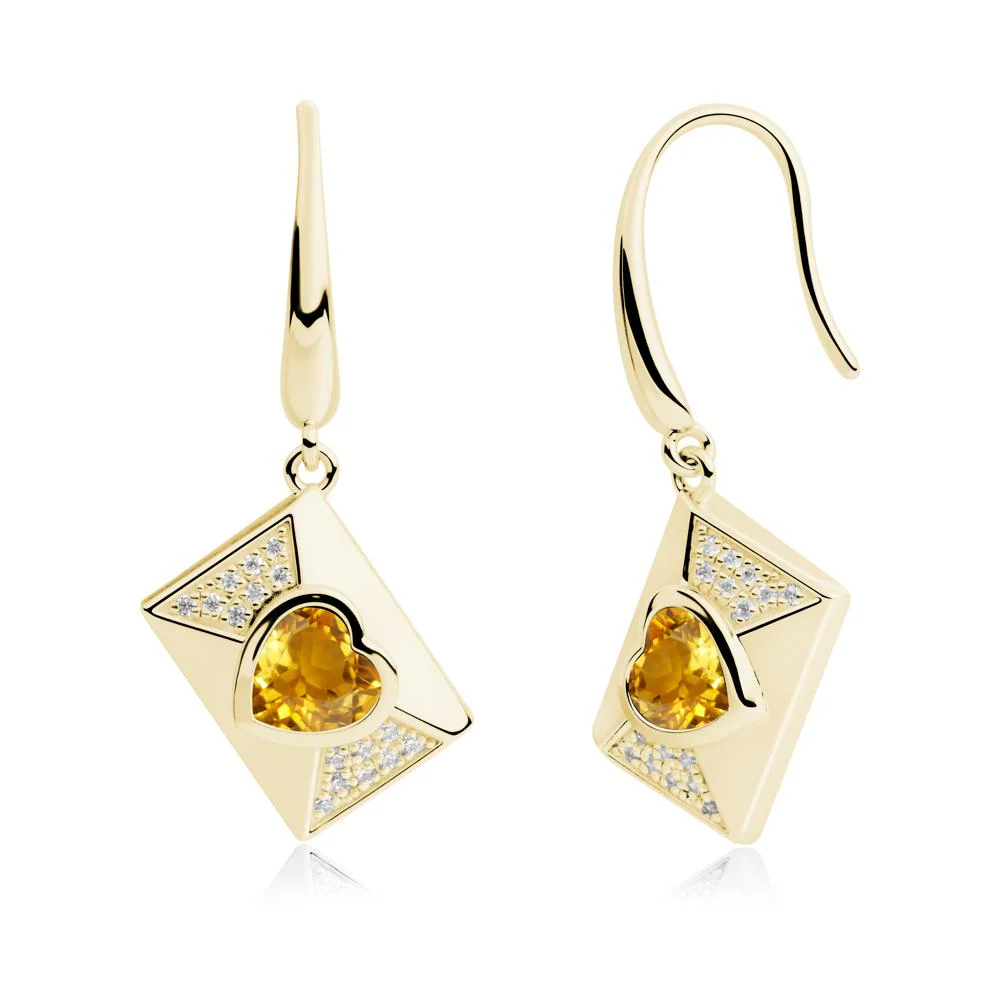 Heart Shaped Citrine Love Letter Envelope Eearrings - Image 6