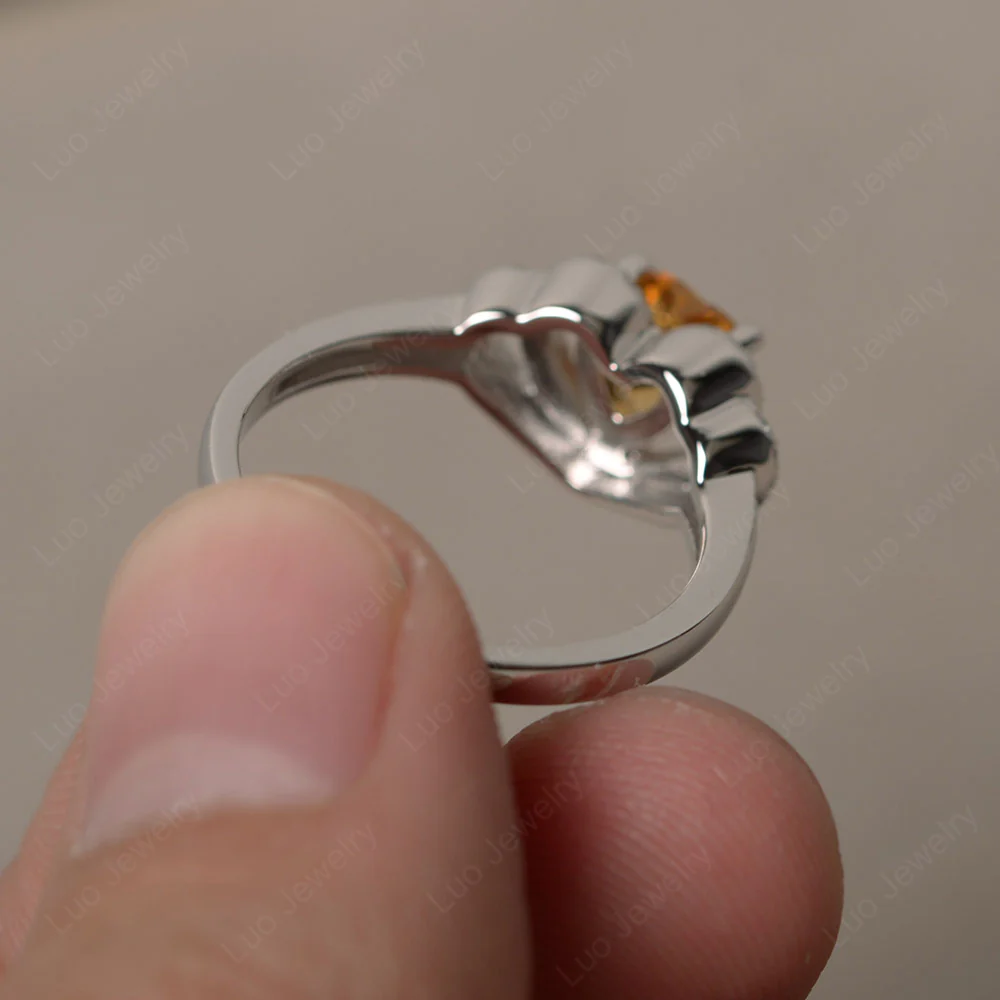 Citrine Double Halo Heart Ring - Image 2