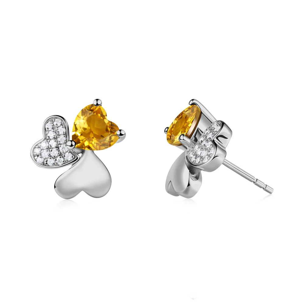 Heart Shaped Citrine Shamrock Earrings - Image 9