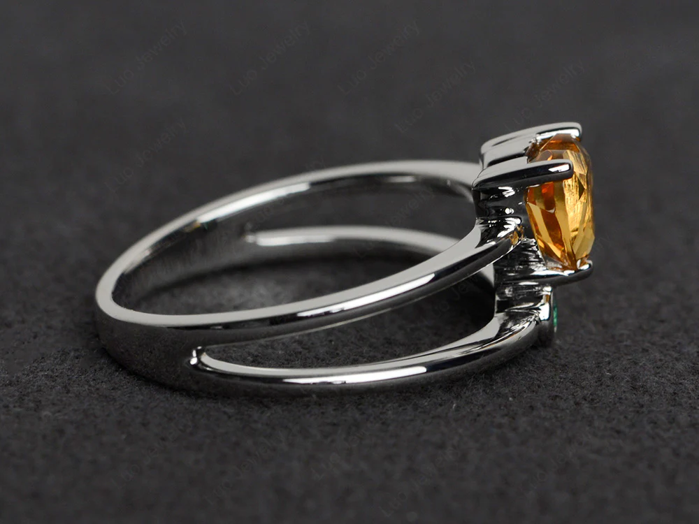 Heart Shaped Citrine Split Shank Ring - Image 3