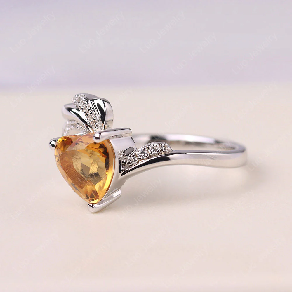Heart Shaped Citrine Strawberry Ring - Image 2