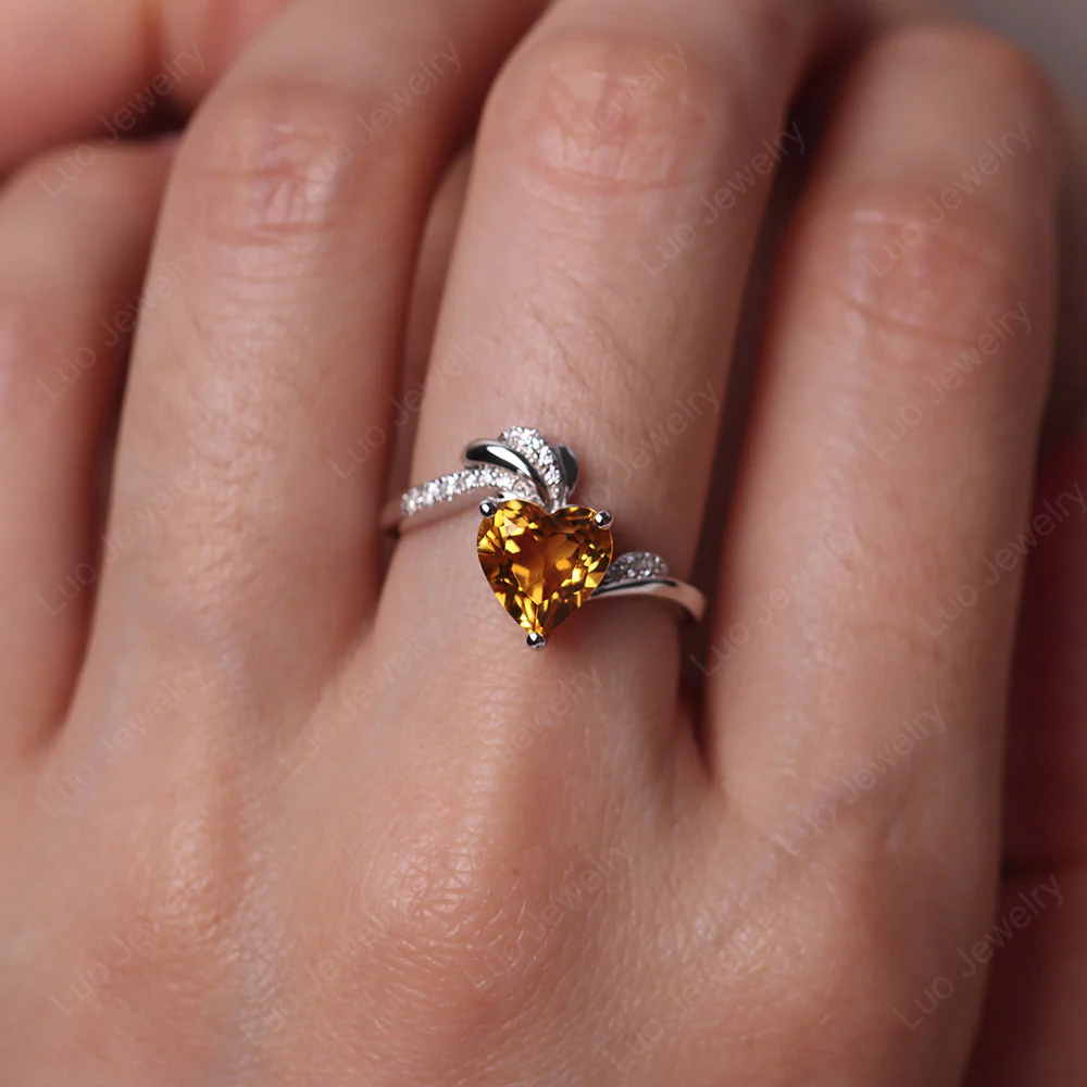 Heart Shaped Citrine Strawberry Ring - Image 5