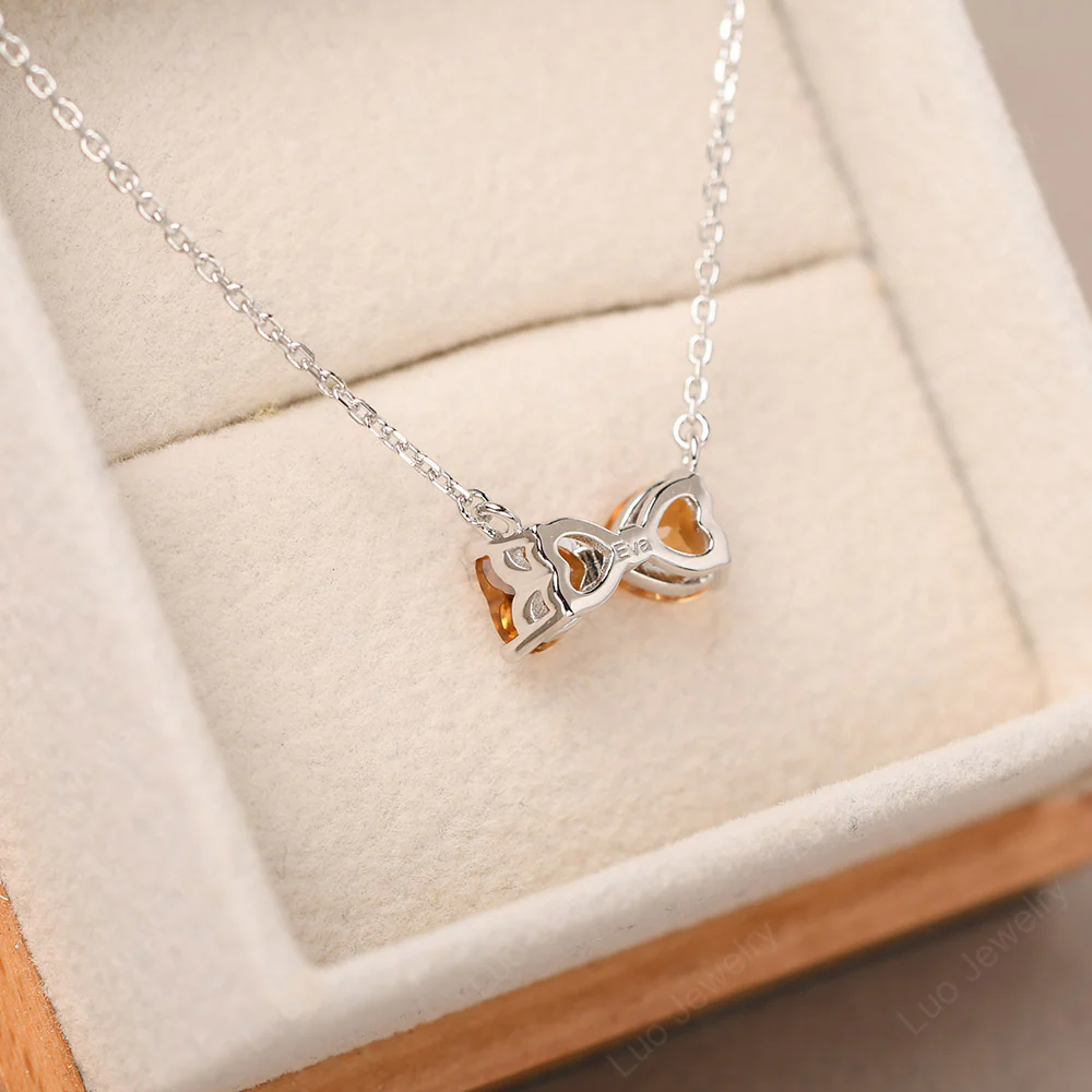 Heart Shaped Citrine Two Stone Necklace - Image 3