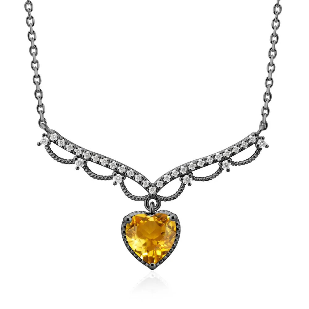 Heart Shaped Citrine V Shaped Necklace - Image 7